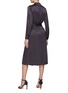 Back View - Click To Enlarge - PESERICO - BELTED V-NECK NOTCH LAPEL BUTTON UP MIDI DRESS