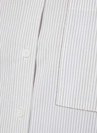  - PESERICO - Glittering Bead Pinstriped Cotton Blend Shirt