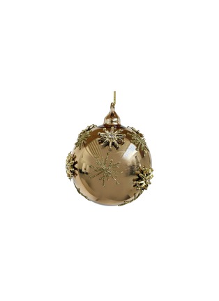 Main View - Click To Enlarge - SHISHI - Clear Stone Embellished Snowflake Glossy Glass Ball Ornament — Dark Gold