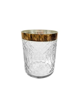 Main View - Click To Enlarge - SHISHI - AGED CRYSTAL VOTIVE GOLD RIM FULL CUTTING GLASS - CLEAR/GOLD