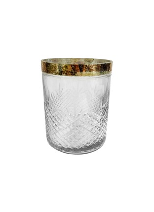 Main View - Click To Enlarge - SHISHI - AGED CRYSTAL VOTIVE GOLD RIM DIAMOND CUTTING GLASS - CLEAR/GOLD