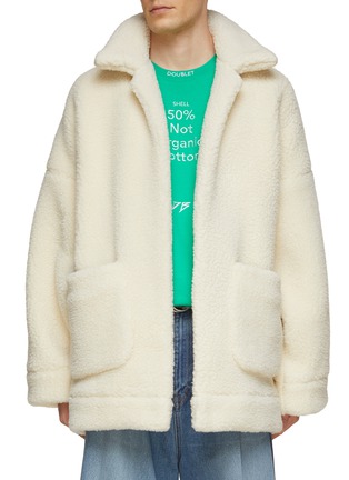 Main View - Click To Enlarge - DOUBLET - LAMB GRAPHIC PATCH EMBROIDERED FUR JACKET