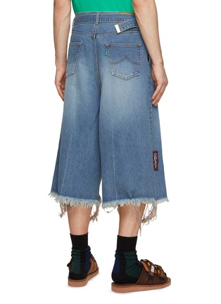 Back View - Click To Enlarge - DOUBLET - BELTED RAW HEM WIDE LEG RECYCLED DENIM JEANS