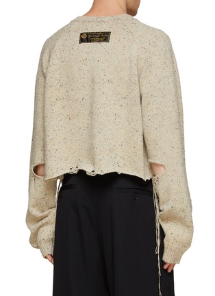 Back View - Click To Enlarge - DOUBLET - V-NECK DISTRESSED DETAIL KNITTED CROPPED SWEATER