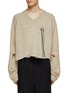 DOUBLET - V-NECK DISTRESSED DETAIL KNITTED CROPPED SWEATER