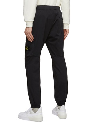 Back View - Click To Enlarge - STONE ISLAND - Logo Badge Elasticated Cuffs Cotton Blend Cargo Pants