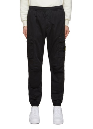 Main View - Click To Enlarge - STONE ISLAND - Logo Badge Elasticated Cuffs Cotton Blend Cargo Pants