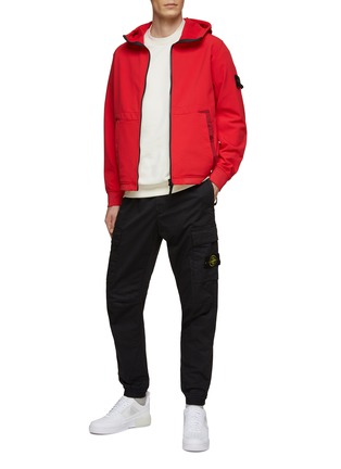 Figure View - Click To Enlarge - STONE ISLAND - Logo Badge Elasticated Cuffs Cotton Blend Cargo Pants