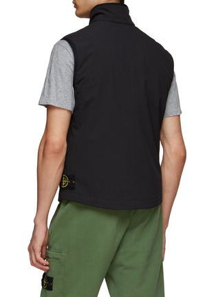 Back View - Click To Enlarge - STONE ISLAND - Logo Patch High Neck Zip Up Soft Shell-R Primaloft® Insulation Vest