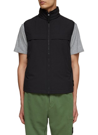 Main View - Click To Enlarge - STONE ISLAND - Logo Patch High Neck Zip Up Soft Shell-R Primaloft® Insulation Vest