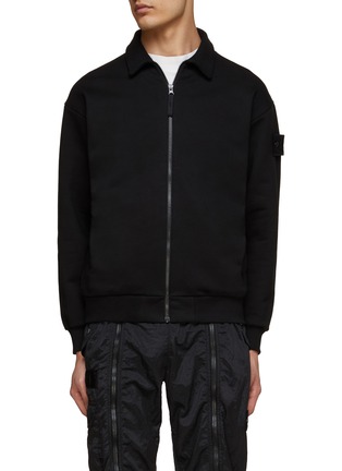 Main View - Click To Enlarge - STONE ISLAND - ‘Ghost’ Logo Patch Cotton Zip-Up Jacket