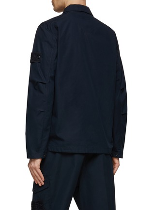 Back View - Click To Enlarge - STONE ISLAND - ‘Ghost’ Logo Badge Cotton Zip-Up Shirt Jacket