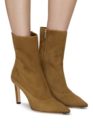 Figure View - Click To Enlarge - JIMMY CHOO - ‘Mavie’ Suede Point Toe Heeled Boots