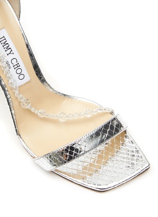 Detail View - Click To Enlarge - JIMMY CHOO - ‘100 NEENA’ CANDY WRAP CRYSTAL CHAINS LEATHER SANDALS