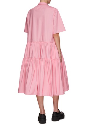 Back View - Click To Enlarge - CECILIE BAHNSEN - Tiered Skirt Short-Sleeved Cotton Shirt Dress