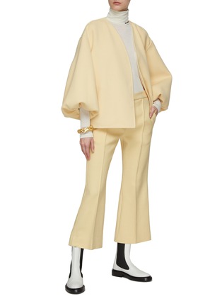 Figure View - Click To Enlarge - JIL SANDER - CURVED WRAP BALLOON SLEEVE DOUBLE FACED JACKET