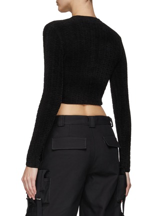 Back View - Click To Enlarge - T BY ALEXANDER WANG - ‘A’ LOGO JACQUARD CREWNECK CROPPED CARDIGAN