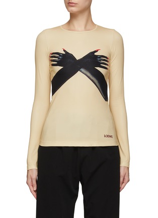 Main View - Click To Enlarge - LOEWE - Glove Print Tight Fitted Long Sleeve Top
