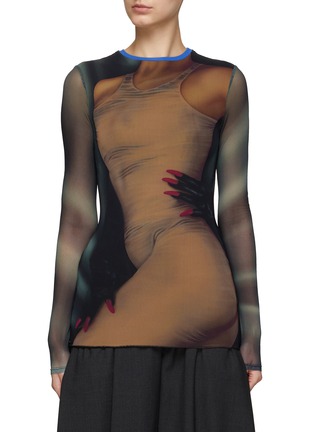 Main View - Click To Enlarge - LOEWE - Body Print Tight Fitted Long Sleeve Top