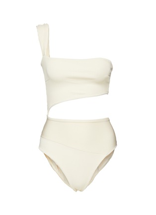 Main View - Click To Enlarge - HAIGHT - ONE SHOULDER CUTOUT DETAIL RIBBED SWIMSUIT