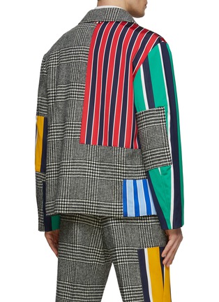 Back View - Click To Enlarge - THOM BROWNE - PATCHWORK DETAIL PRINCE OF WALES MOTIF WOOL BLOUSON