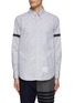 Main View - Click To Enlarge - THOM BROWNE  - GROSGRAIN ARMBAND DETAIL MICRO CHEQUERED POPLIN SHIRT