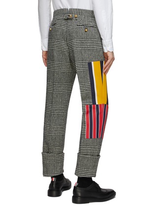 Back View - Click To Enlarge - THOM BROWNE - FLAT FRONT PATCHWORK DETAIL PRINCE OF WALES MOTIF WOOL PANTS