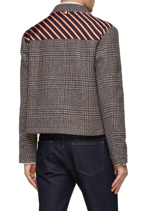 Back View - Click To Enlarge - THOM BROWNE - Striped Back Yoke Houndstooth Wool Jacket
