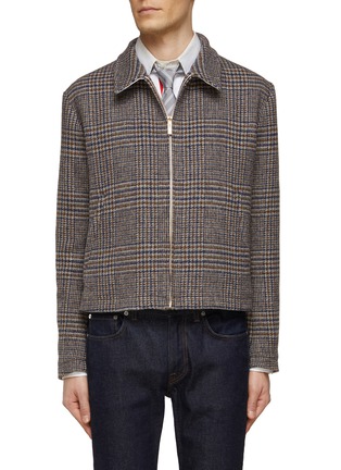 Main View - Click To Enlarge - THOM BROWNE - Striped Back Yoke Houndstooth Wool Jacket