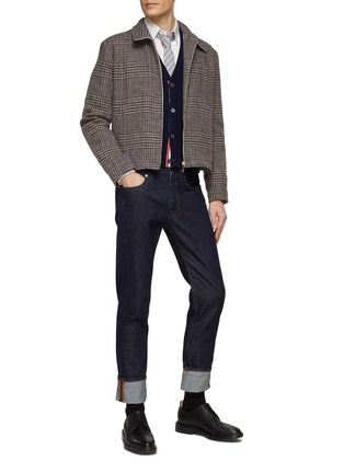 Figure View - Click To Enlarge - THOM BROWNE - Striped Back Yoke Houndstooth Wool Jacket