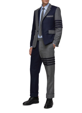 Figure View - Click To Enlarge - THOM BROWNE - LONG SLEEVE STRAIGHT FIT SILK 4 BAR OXFORD SHIRT