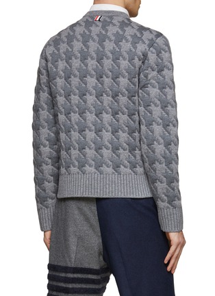 Back View - Click To Enlarge - THOM BROWNE - HOUNDSTOOTH QUILTED JACQUARD MERINO WOOL PULLOVER SWEATER