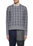 THOM BROWNE - HOUNDSTOOTH QUILTED JACQUARD MERINO WOOL PULLOVER SWEATER