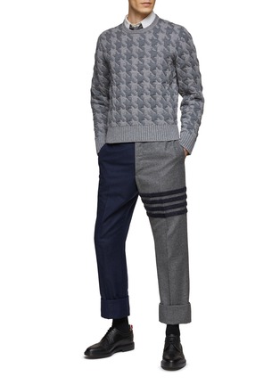 Figure View - Click To Enlarge - THOM BROWNE - HOUNDSTOOTH QUILTED JACQUARD MERINO WOOL PULLOVER SWEATER