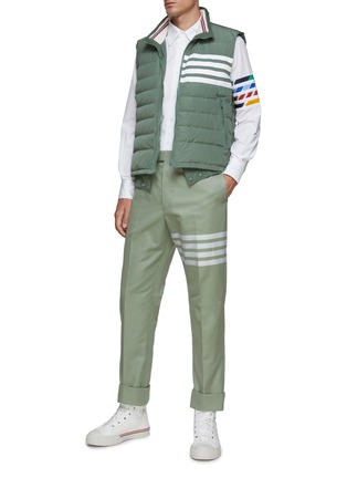 Figure View - Click To Enlarge - THOM BROWNE - LONG SLEEVE STRAIGHT FIT MULTICOLOUR SILK 4 BAR POPLIN SHIRT