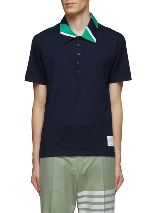 Main View - Click To Enlarge - THOM BROWNE  - STRIPE POCKET PANEL DETAIL POLO SHIRT