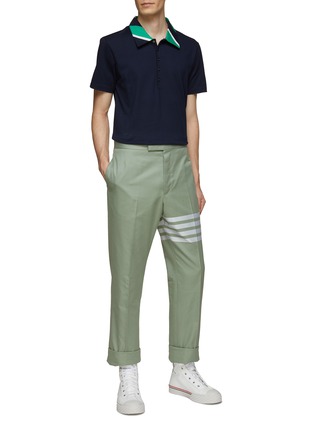 Figure View - Click To Enlarge - THOM BROWNE  - STRIPE POCKET PANEL DETAIL POLO SHIRT