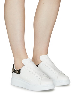 Figure View - Click To Enlarge - ALEXANDER MCQUEEN - ‘Larry’ Grafitti Embroidery Leather Oversized Sneakers