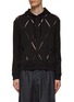 Main View - Click To Enlarge - VALENTINO GARAVANI - GEOMETRIC CUTOUT EMBROIDERY INLAYS WITH STUDS COTTON HOODIE