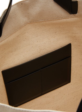 Detail View - Click To Enlarge - JIL SANDER - LEATHER STRAP SQUARE CANVAS BOOK TOTE