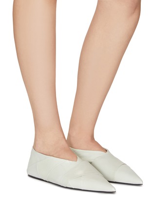 Figure View - Click To Enlarge - JIL SANDER - Leather Point Toe Ballerina Flats