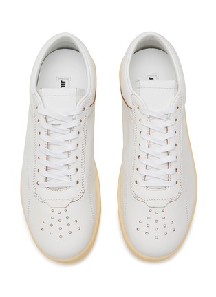 Detail View - Click To Enlarge - JIL SANDER - CONTRAST BASE FLAT CUPSOLE LOW TOP LEATHER SNEAKERS