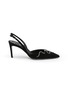 Main View - Click To Enlarge - RENÉ CAOVILLA - ‘75 SNAKE’ HEMATITE STRASS SUEDE SLINGBACK PUMPS