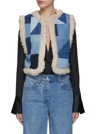 Main View - Click To Enlarge - SEA NEW YORK - ‘Diego’ Denim Patchwork Shearling Vest