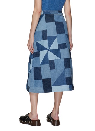 Back View - Click To Enlarge - SEA NEW YORK - ‘DIEGO’ PATCHED DENIM MIDI SKIRT