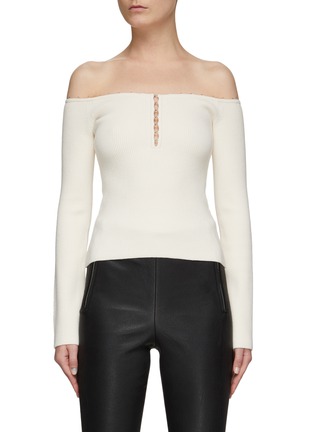 Main View - Click To Enlarge - HELMUT LANG - EYELET OPEN SHOULDER LOW CUT TOP