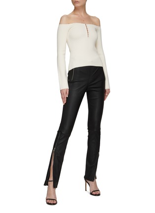 Figure View - Click To Enlarge - HELMUT LANG - ZIPPER LEATHER SKINNY PANTS