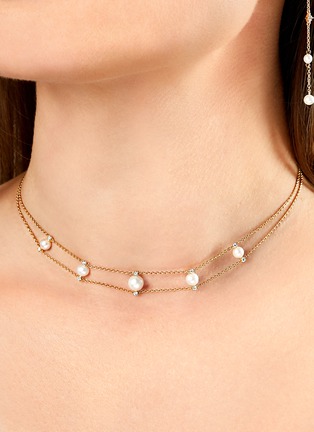 Detail View - Click To Enlarge - YOKO LONDON - ‘TREND’ DIAMOND FRESHWATER PEARL 18K GOLD NECKLACE