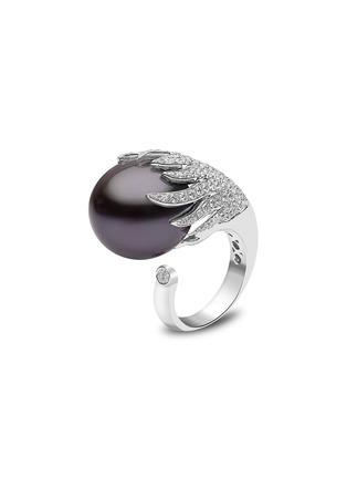 Main View - Click To Enlarge - YOKO LONDON - Twilight' Diamond Tahitian Pearl 18K White Gold Ring
