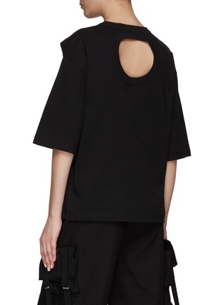 Back View - Click To Enlarge - DION LEE - CUTOUT SLEEVE DETAIL CREWNECK T-SHIRT